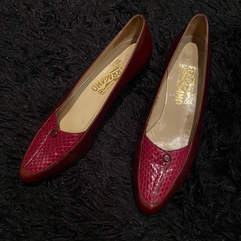 Ferragamo Vintage Red Leather Shoes